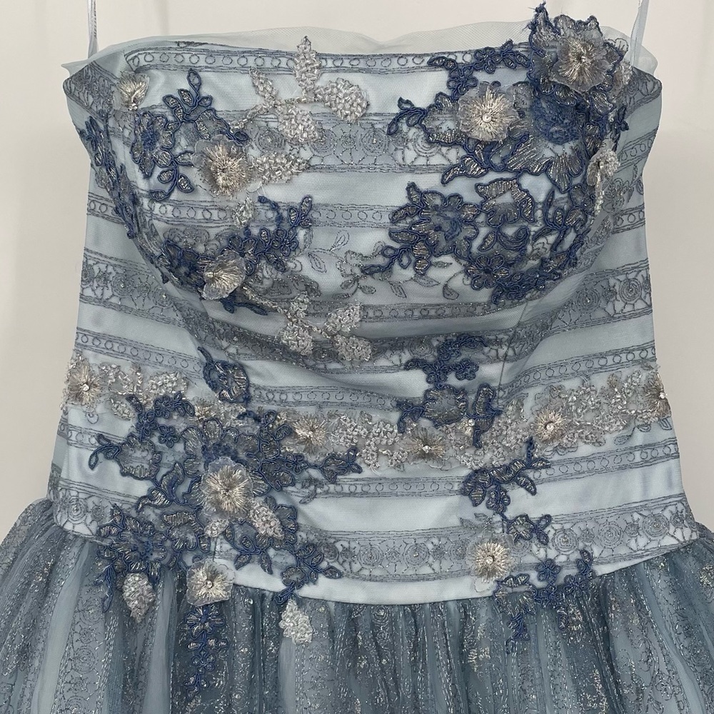Up Cycled Dyed Lace Strapless Gown - Picture 5 of 13
